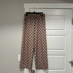 Albion Brown Checkered Wide Leg Pants